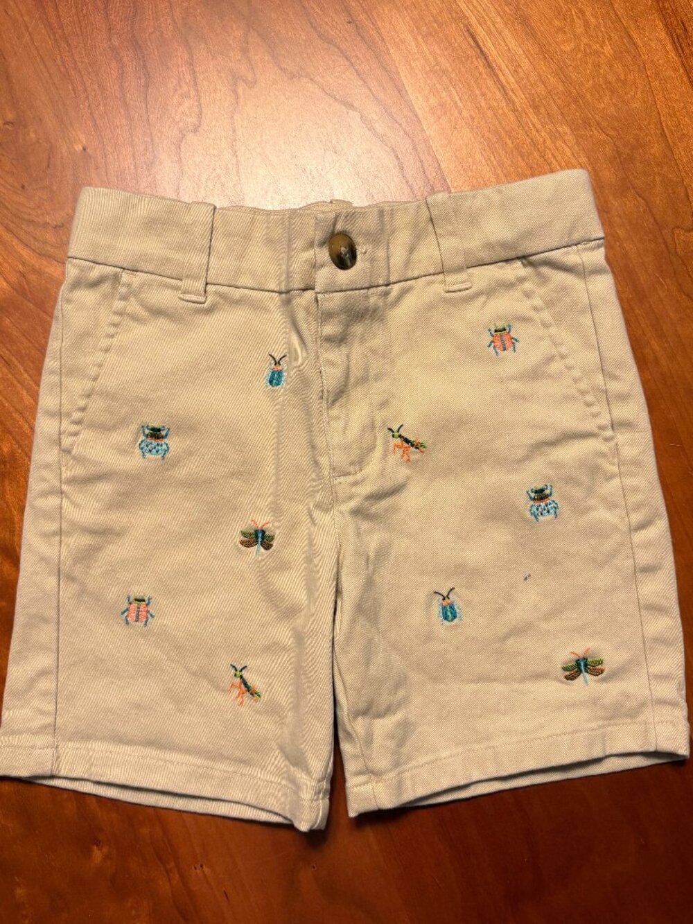 Janie and Jack Embroidered Bug Shorts | Boys' Size 4 | Khaki